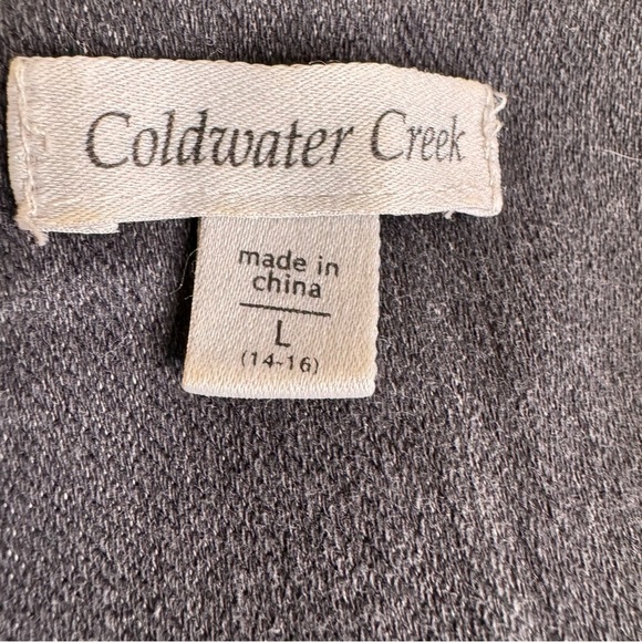 Coldwater Creek Faded Black Snap Button Down Denim Jean Jacket Size Large - Picture 10 of 13